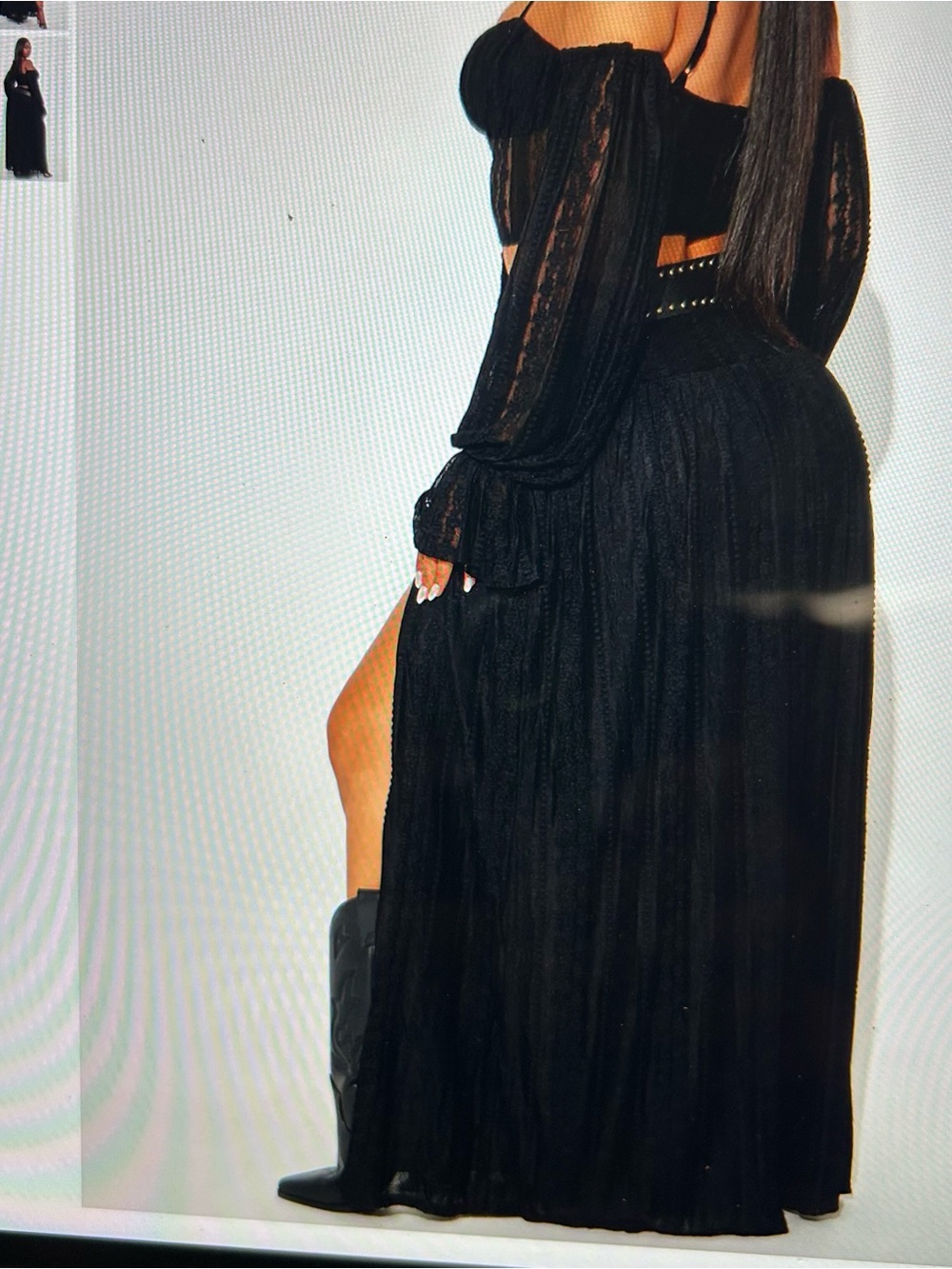 Black Two-Piece Lace Maxi Skirt Set